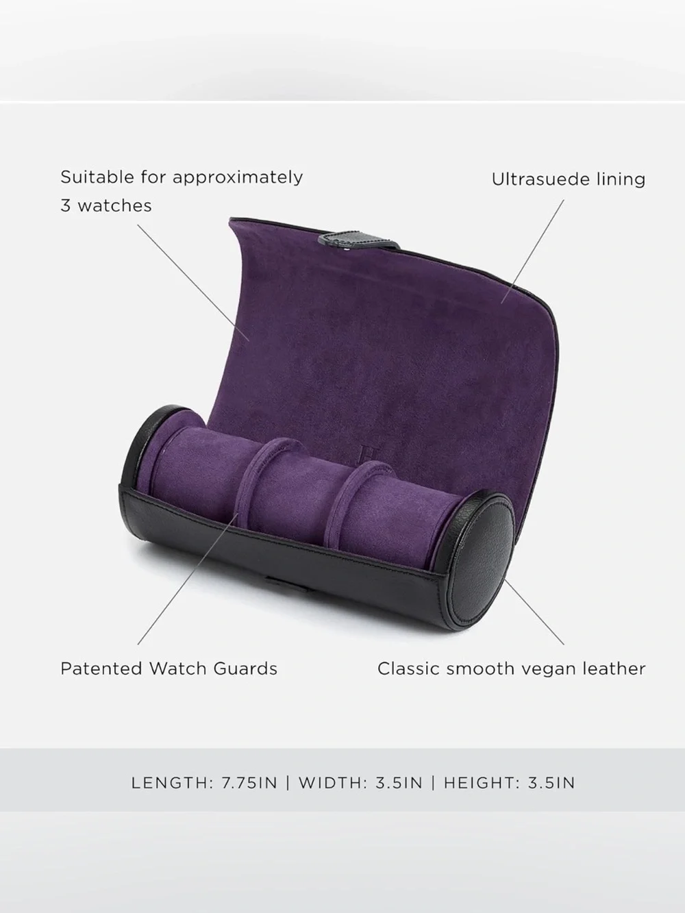 Heritage by WOLF Purple and Black Travel Watch Roll